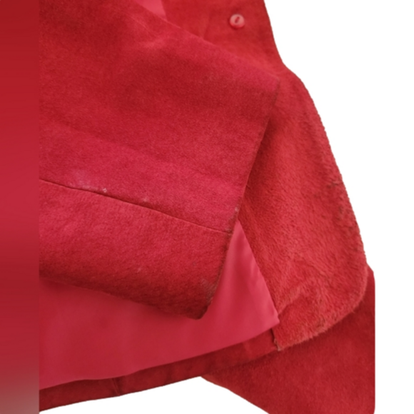Vintage Suede Leather Margaret Godfrey Short Red Blazer Coat-Size 4 - Picture 9 of 15